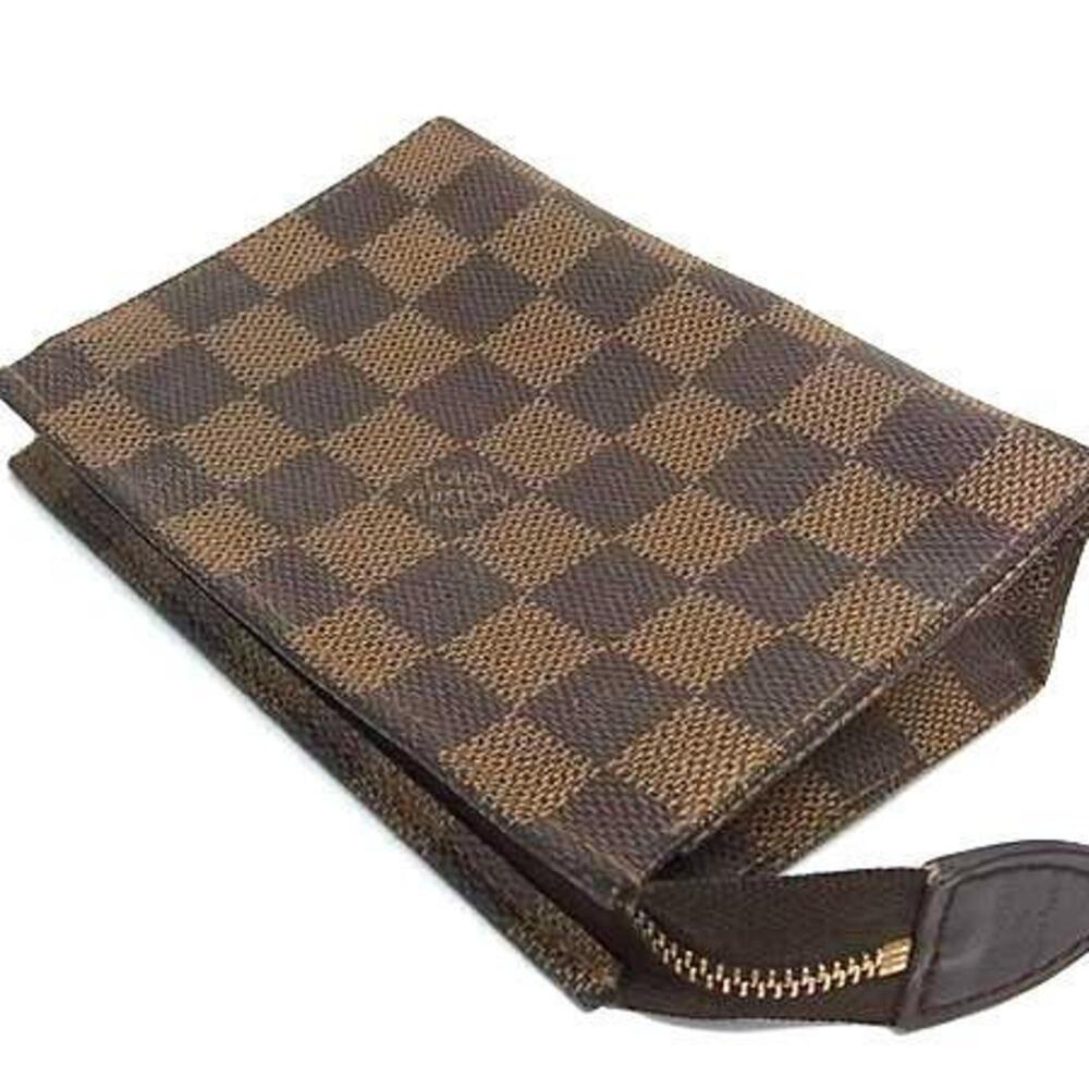 LOUIS VUITTON Authentic Brown Damier Leather Pouch - Picture 3 of 4